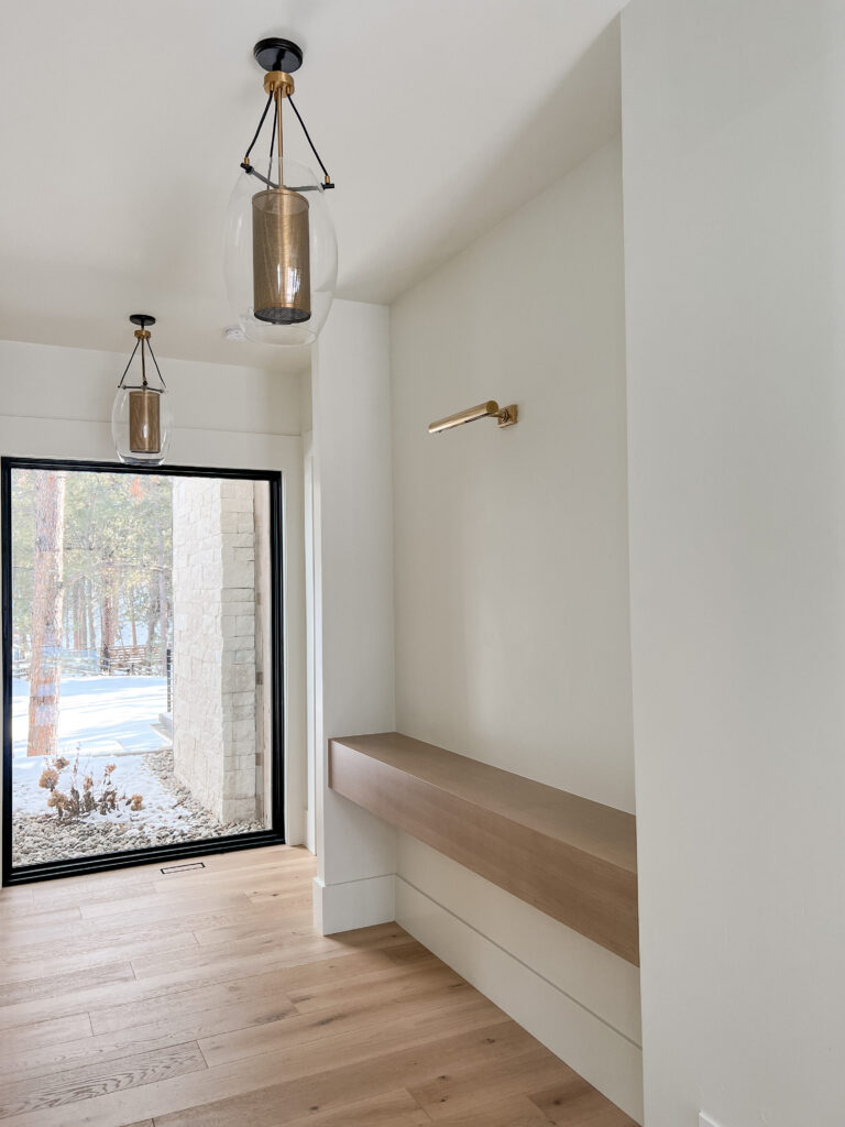 Industrial pendant light for hallway design.